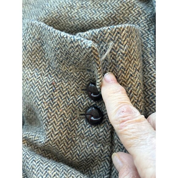 L.O.G.G.H&M Blazer Women 10 Herringbone Wool Blend Braided Leather Buttons - Picture 11 of 16